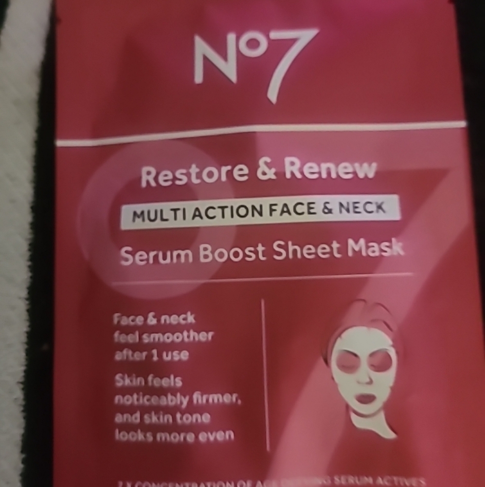 No7 Restore Tenew Multi Action Face Neck Serum Boost Sheet Mask qty 2 - Picture 2 of 4